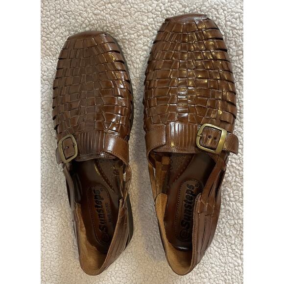 SunSteps Hand Woven Leather Sandals Shoes With Buckle Mens 12 NEW - Picture 1 of 9